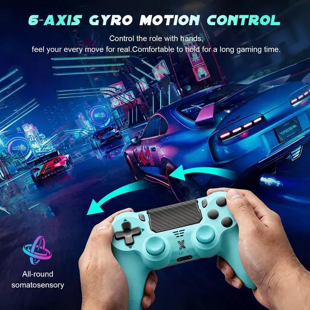 Alt view image 3 of 7 - Wireless Controller for PS-4, Gamepad with Dual Vibration/Hall Effect Joysticks/Six-axis Gyroscope Sensor/Touchpad, Built-in Speaker & Headphone Jack, Compatible with PS4/Slim/Pro Console/PC