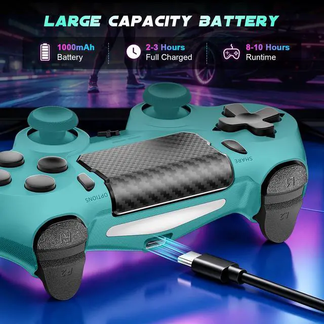Alt view image 5 of 7 - Wireless Controller for PS-4, Gamepad with Dual Vibration/Hall Effect Joysticks/Six-axis Gyroscope Sensor/Touchpad, Built-in Speaker & Headphone Jack, Compatible with PS4/Slim/Pro Console/PC