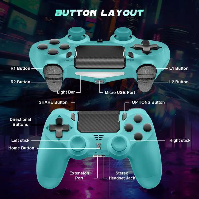 Alt view image 6 of 7 - Wireless Controller for PS-4, Gamepad with Dual Vibration/Hall Effect Joysticks/Six-axis Gyroscope Sensor/Touchpad, Built-in Speaker & Headphone Jack, Compatible with PS4/Slim/Pro Console/PC