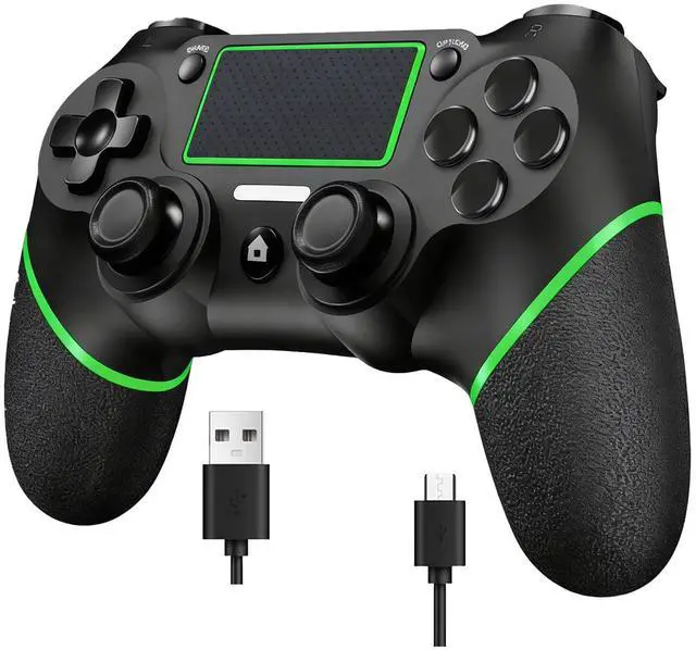 Main image of Wireless Controller for Ps4 Controller Compatible with PS4/Slim/Pro/Windows PC,with Touchpad/Vibration/Built-in Speaker&3.5mm Headphone Jack/Six-axis Motion Control/USB-C Charging Cable,Black Green