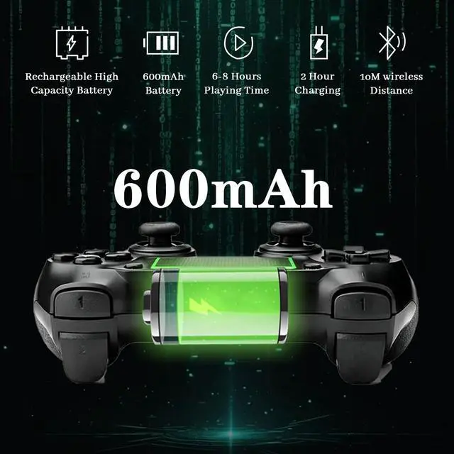 Alt view image 5 of 7 - Wireless Controller for Ps4 Controller Compatible with PS4/Slim/Pro/Windows PC,with Touchpad/Vibration/Built-in Speaker&3.5mm Headphone Jack/Six-axis Motion Control/USB-C Charging Cable,Black Green