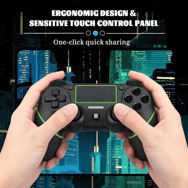 Alt view image 7 of 7 - Wireless Controller for Ps4 Controller Compatible with PS4/Slim/Pro/Windows PC,with Touchpad/Vibration/Built-in Speaker&3.5mm Headphone Jack/Six-axis Motion Control/USB-C Charging Cable,Black Green
