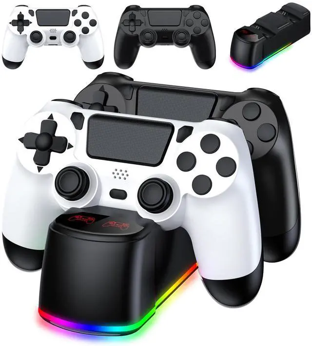Main image of 2 Pack Controller with Charger Dock for PS4 Controller, Wireless Gamepad with LED Charging Dock Station and 2 USB Cable