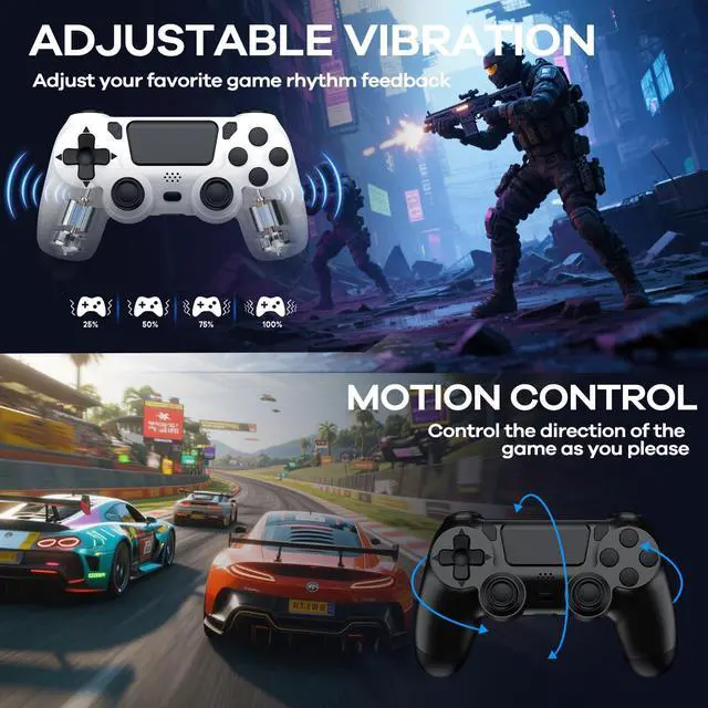Alt view image 3 of 7 - 2 Pack Controller with Charger Dock for PS4 Controller, Wireless Gamepad with LED Charging Dock Station and 2 USB Cable