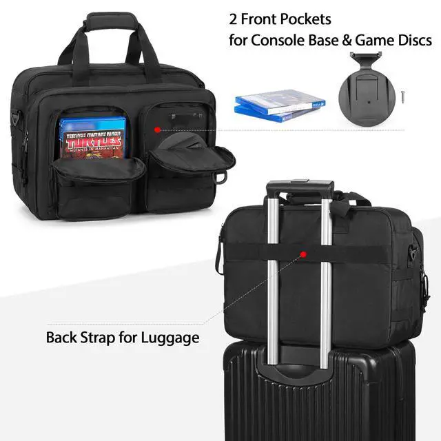Alt view image 4 of 7 - Travel Carrying Case Compatible with PS5/PS5 Slim/PS5 Pro Console, Protective Storage Bag for 15.6 Laptop, Controllers, Game Discs and More Accessories (Patent Design)