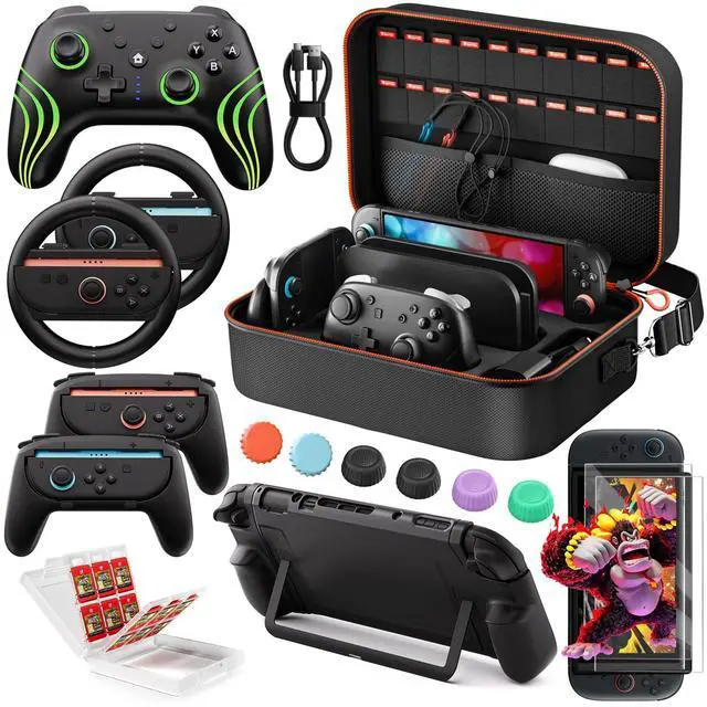 Main image of Switch 2 Pro Controller Accessories Bundle 17-in-1, All In One Carrying Case, Joycon Grip, Screen Protectors, Protective Case, Steering Wheels, Game Card Case Thumb Grips for Nintendo Switch 2