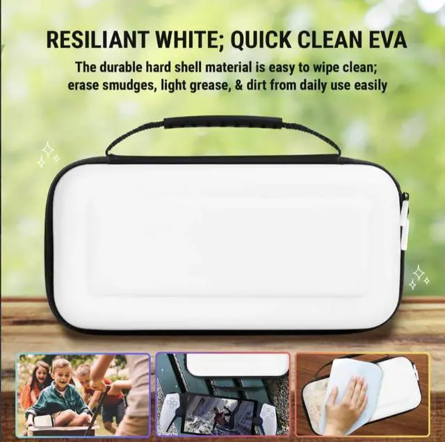 Alt view image 3 of 7 - Carry Case designed for Playstation Portal remote player for PS5 Console holds accessories, Travel and Storage Protection for headset charger and more WHITE/BLACK - Easy Clean Case Gift box Edition