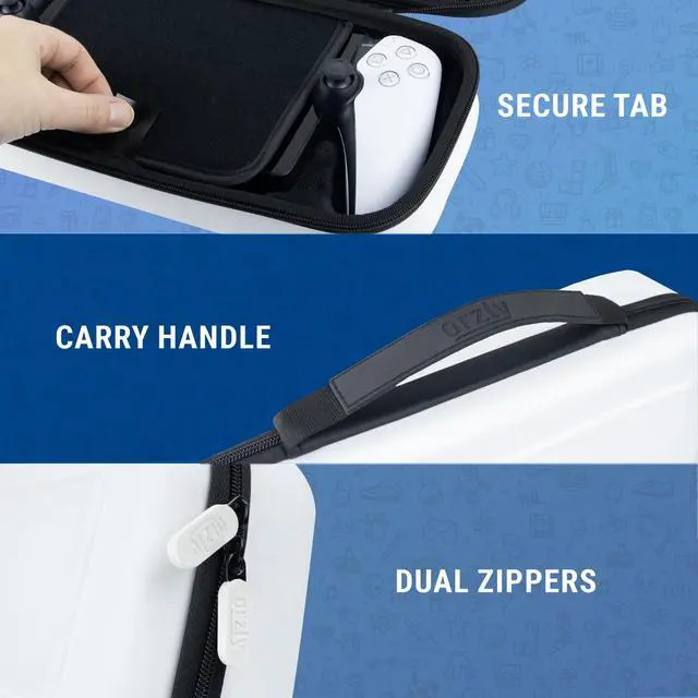 Alt view image 6 of 7 - Carry Case designed for Playstation Portal remote player for PS5 Console holds accessories, Travel and Storage Protection for headset charger and more WHITE/BLACK - Easy Clean Case Gift box Edition