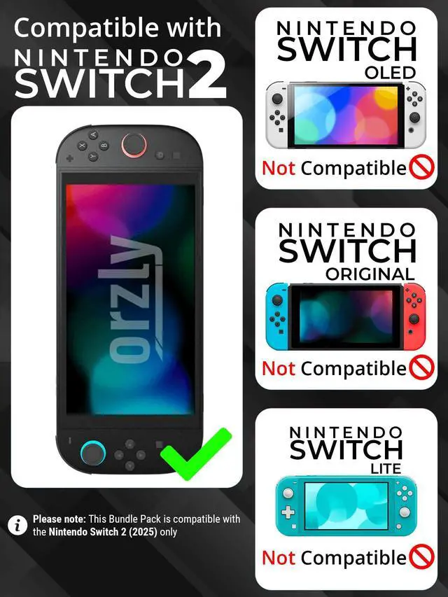 Alt view image 2 of 7 - Switch 2 Accessories Bundle Carry Case & Screen Protector for Nintendo Switch 2 (2025) Console, TravelCase, Screen Protection, Grip Case, USB-C Cable, Games Holder, Headphones, Thumbgrips