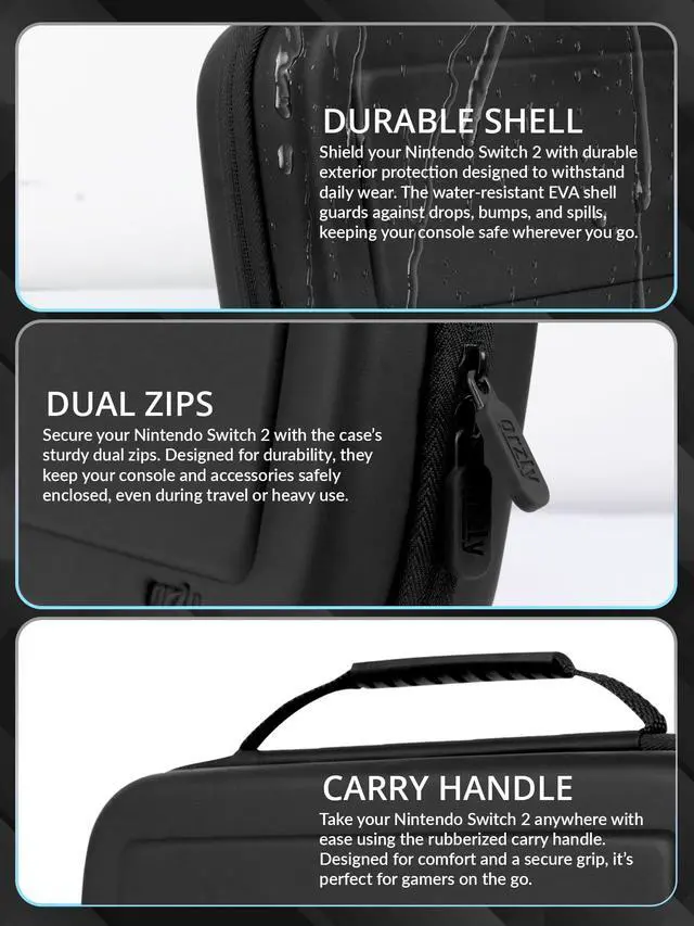 Alt view image 4 of 7 - Switch 2 Accessories Bundle Carry Case & Screen Protector for Nintendo Switch 2 (2025) Console, TravelCase, Screen Protection, Grip Case, USB-C Cable, Games Holder, Headphones, Thumbgrips