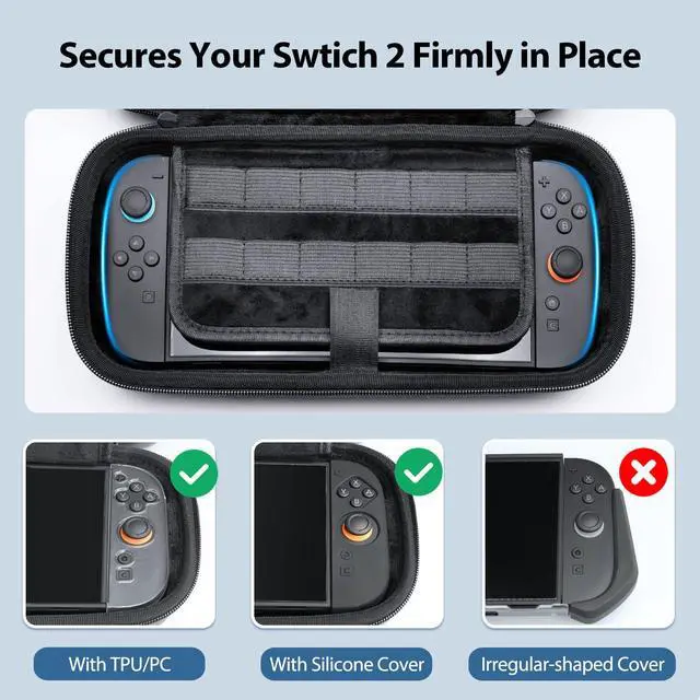Alt view image 4 of 7 - Switch 2 Carrying Case - Large Capacity Travel Case with Adjustable Shoulder Strap, 22 Game Card Slots, Hard Shell Protection, Fits AC Adapter, Grips, HDMI Cable & Accessories