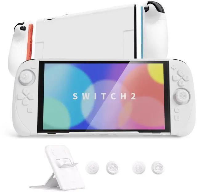 Main image of Ranger Protective Case for Nintendo Switch 2 with Stand | Ergonomic Anti-Slip Silicone Grips, Dockable Hard Shell, 4 Thumbstick Caps | Quick-Release-Joycon Design Full-Body Cover, White