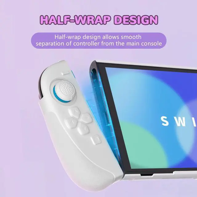Alt view image 3 of 7 - Ranger Protective Case for Nintendo Switch 2 with Stand | Ergonomic Anti-Slip Silicone Grips, Dockable Hard Shell, 4 Thumbstick Caps | Quick-Release-Joycon Design Full-Body Cover, White