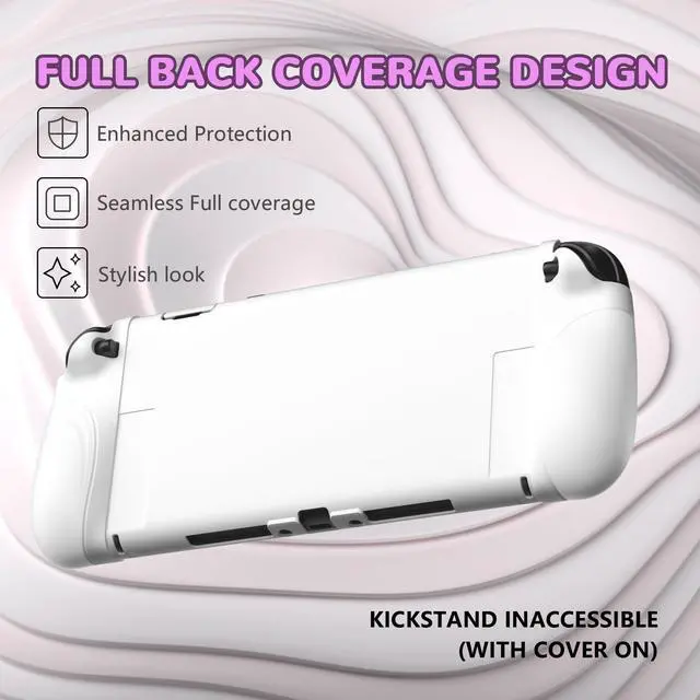 Alt view image 7 of 7 - Ranger Protective Case for Nintendo Switch 2 with Stand | Ergonomic Anti-Slip Silicone Grips, Dockable Hard Shell, 4 Thumbstick Caps | Quick-Release-Joycon Design Full-Body Cover, White