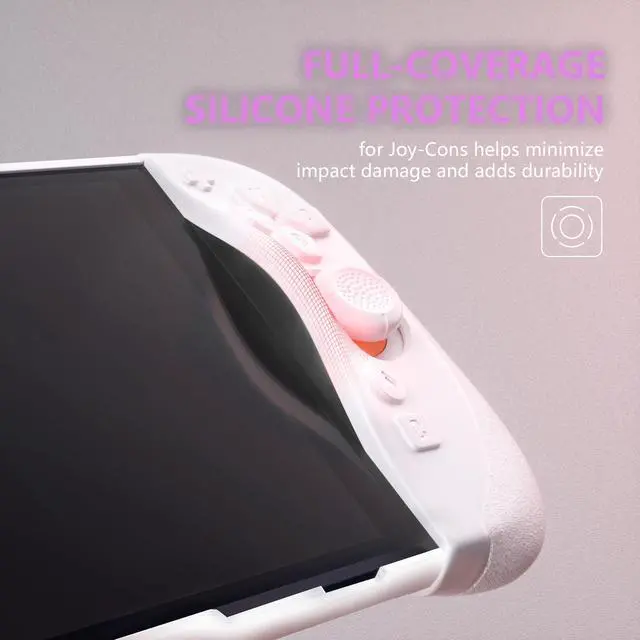 Alt view image 4 of 7 - Ranger Protective Case for Nintendo Switch 2 with Stand | Ergonomic Anti-Slip Silicone Grips, Dockable Hard Shell, 4 Thumbstick Caps | Quick-Release-Joycon Design Full-Body Cover, White