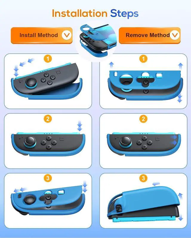 Alt view image 4 of 7 - Upgrade Switch 2 Protective Case&Screen Protector Set, Dockable Cute Cover Hard Shell Skin for Nintendo Switch 2 Console Accessories,Travel-Friendly,Kickstand Cutout(Blue, for Switch 2 7.9inch)