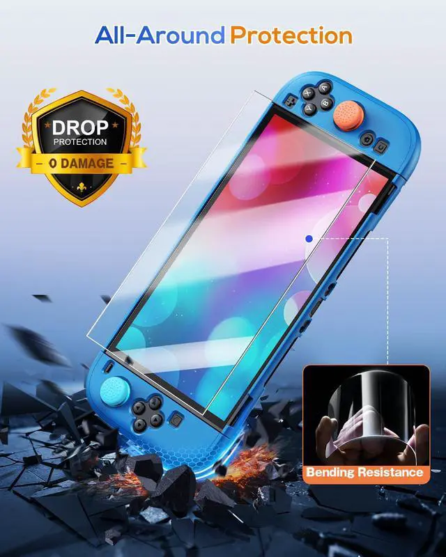 Alt view image 5 of 7 - Upgrade Switch 2 Protective Case&Screen Protector Set, Dockable Cute Cover Hard Shell Skin for Nintendo Switch 2 Console Accessories,Travel-Friendly,Kickstand Cutout(Blue, for Switch 2 7.9inch)