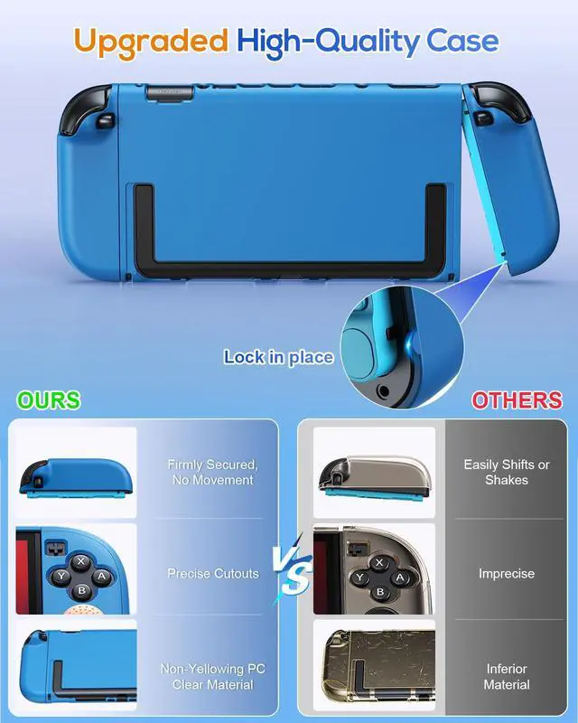 Alt view image 7 of 7 - Upgrade Switch 2 Protective Case&Screen Protector Set, Dockable Cute Cover Hard Shell Skin for Nintendo Switch 2 Console Accessories,Travel-Friendly,Kickstand Cutout(Blue, for Switch 2 7.9inch)
