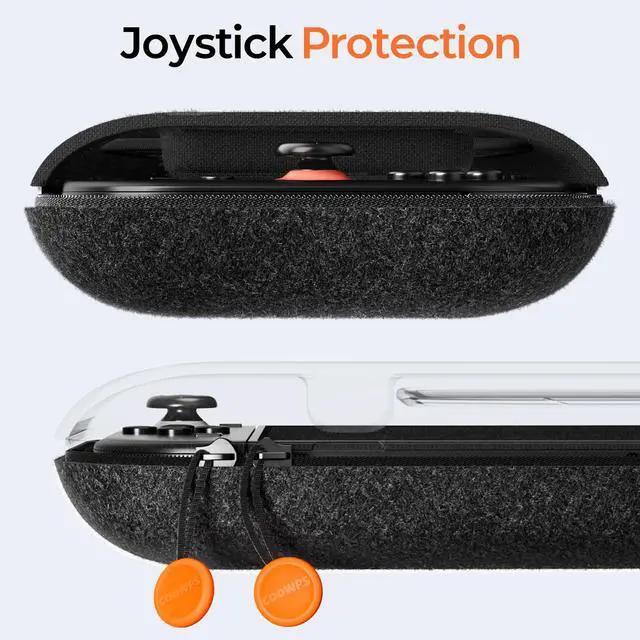 Alt view image 4 of 7 - Ultra Hard Switch 2 Case for Nintendo Switch 2, with 4Pcs Thumb Grips, Odorless Felt Military Grade Protection, Soft Lining Carrying Case with 8 Game Card Slots
