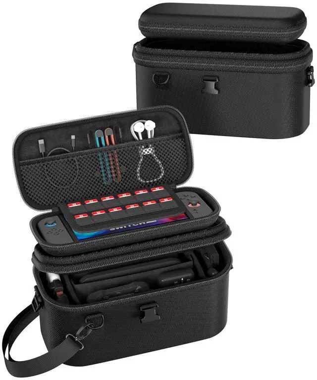 Main image of All-in-One Carrying Case for Nintendo Switch 2, Dual-Layer Hard Shell Travel Bag for Console, Dock, Controllers & Accessories, Protective Storage Case, Large Capacity - Black