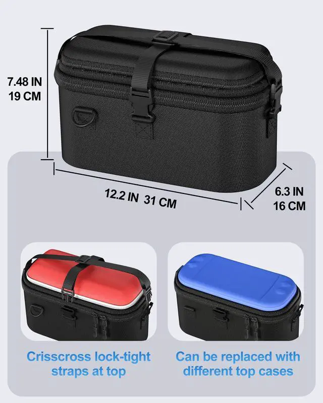 Alt view image 6 of 7 - All-in-One Carrying Case for Nintendo Switch 2, Dual-Layer Hard Shell Travel Bag for Console, Dock, Controllers & Accessories, Protective Storage Case, Large Capacity - Black