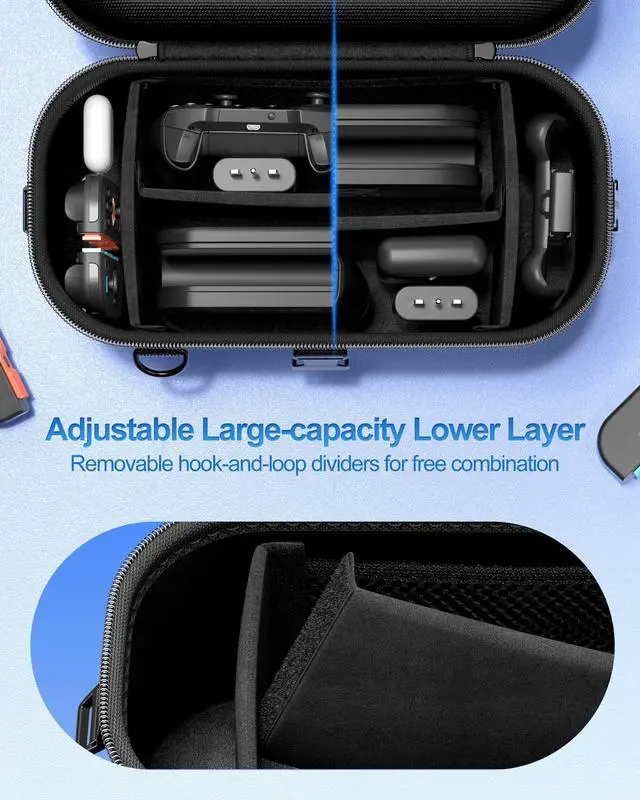Alt view image 7 of 7 - All-in-One Carrying Case for Nintendo Switch 2, Dual-Layer Hard Shell Travel Bag for Console, Dock, Controllers & Accessories, Protective Storage Case, Large Capacity - Black