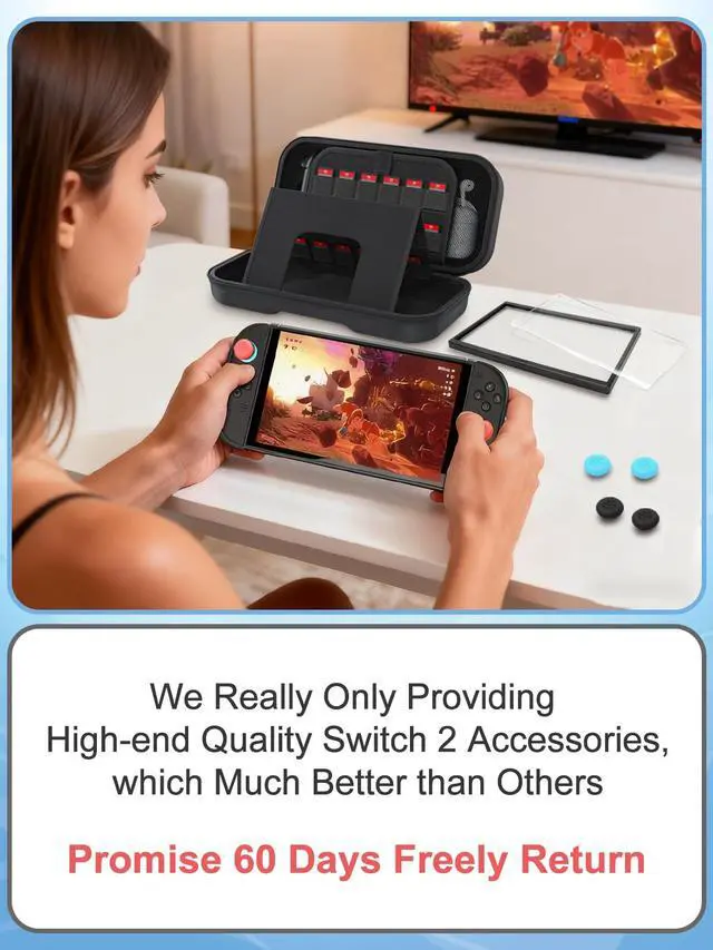 Alt view image 2 of 7 - High-end Quality Upgrade Large Capacity Travel Carrying switch 2 case for Nintendo Switch 2 Accessories and Console 2025, with switch 2 Grip Protective Case Cover and Joycon Thumb Grip