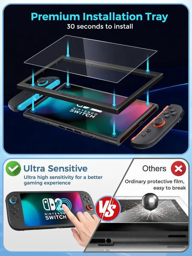 Alt view image 6 of 7 - High-end Quality Upgrade Large Capacity Travel Carrying switch 2 case for Nintendo Switch 2 Accessories and Console 2025, with switch 2 Grip Protective Case Cover and Joycon Thumb Grip