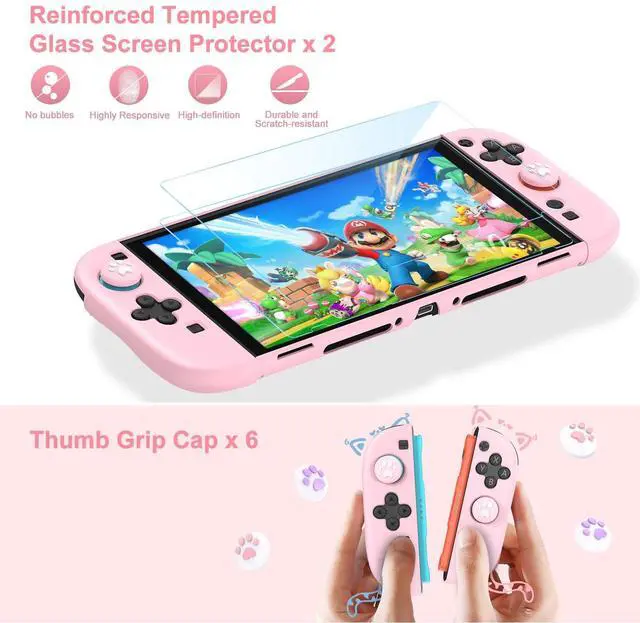 Alt view image 4 of 7 - Switch 2 Accessories Bundle, 15 in 1 Pink Switch 2 Accessories Kit for Girls Include Carrying Case, Shoulder Strap, Wrist Strap & Stickers, Protective Case for Switch Console & J-Con