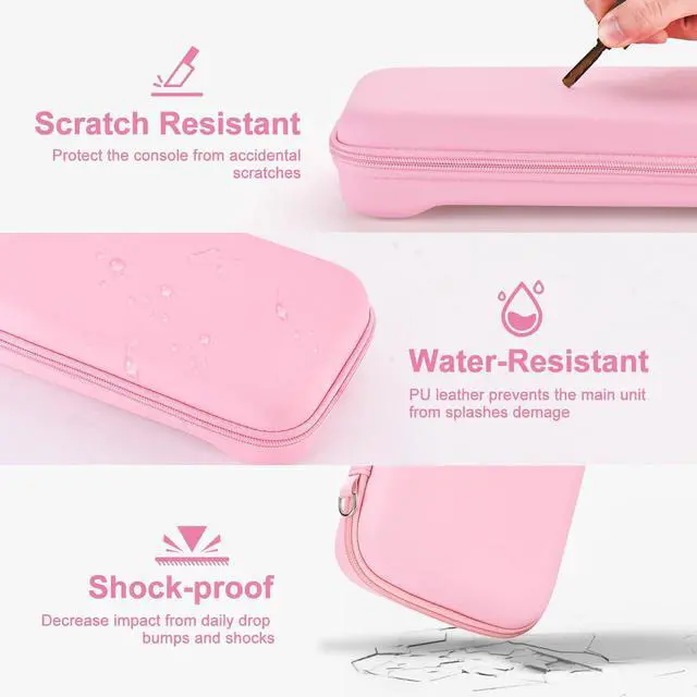 Alt view image 5 of 7 - Switch 2 Accessories Bundle, 15 in 1 Pink Switch 2 Accessories Kit for Girls Include Carrying Case, Shoulder Strap, Wrist Strap & Stickers, Protective Case for Switch Console & J-Con