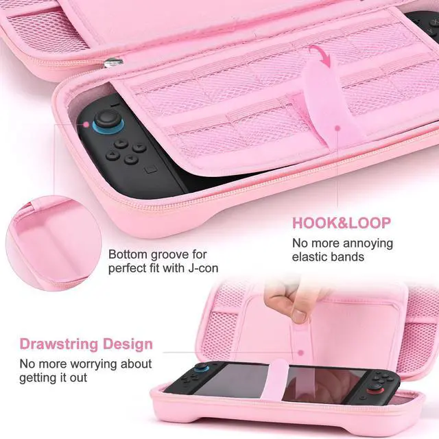 Alt view image 7 of 7 - Switch 2 Accessories Bundle, 15 in 1 Pink Switch 2 Accessories Kit for Girls Include Carrying Case, Shoulder Strap, Wrist Strap & Stickers, Protective Case for Switch Console & J-Con
