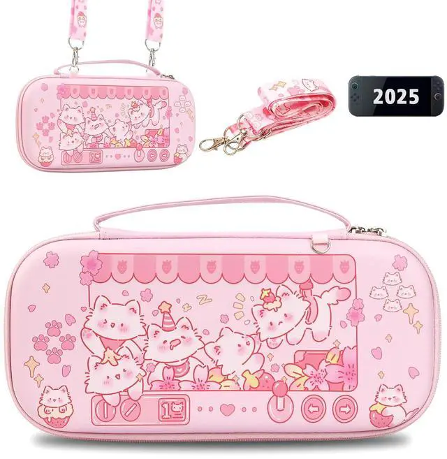 Main image of Carrying Case Compatible with Switch 2 2025, Switch2 Hard Shell Storage Bag with 12 Game Card Slots & Strap, Cute Cat Travel Carry Case for Switch 2 Console and Accessories, Claw Machine