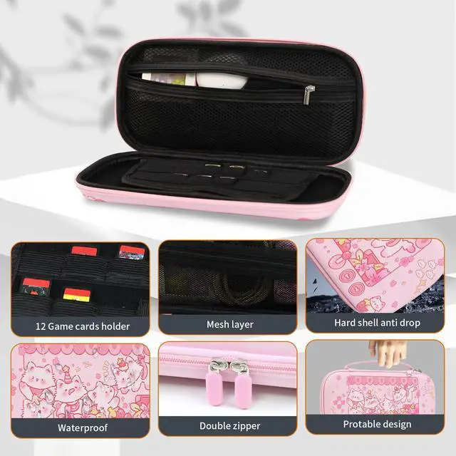 Alt view image 3 of 7 - Carrying Case Compatible with Switch 2 2025, Switch2 Hard Shell Storage Bag with 12 Game Card Slots & Strap, Cute Cat Travel Carry Case for Switch 2 Console and Accessories, Claw Machine