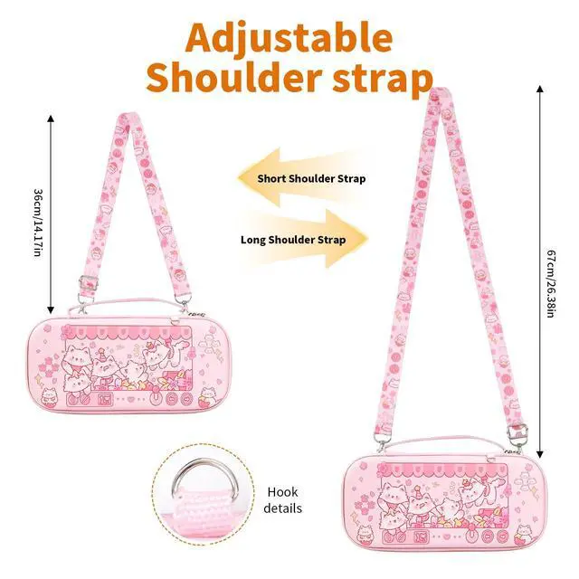 Alt view image 7 of 7 - Carrying Case Compatible with Switch 2 2025, Switch2 Hard Shell Storage Bag with 12 Game Card Slots & Strap, Cute Cat Travel Carry Case for Switch 2 Console and Accessories, Claw Machine