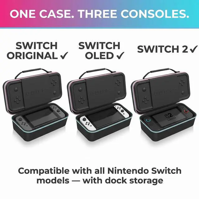 Alt view image 6 of 7 - All-in-One Carrying Case for Nintendo Switch 2 with Dock Storage, Fits Console Dock Joy-Cons Charger & Game Cards, Hard Shell Shockproof Travel Case, Switch 2 OLED Original Compatible - 2026