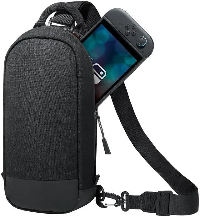Main image of Sling Crossbody Bag for Nintendo Switch 2/Switch OLED/Switch Console, Shoulder Bag with 8 Game Card Slots, Large Capacity for Accessories & Charger, Perfect for Daily Use & Travel, Black