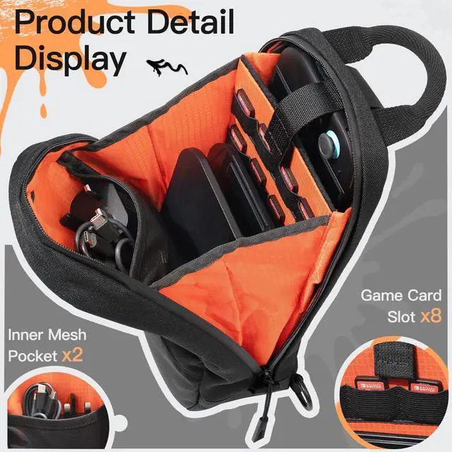 Alt view image 3 of 7 - Sling Crossbody Bag for Nintendo Switch 2/Switch OLED/Switch Console, Shoulder Bag with 8 Game Card Slots, Large Capacity for Accessories & Charger, Perfect for Daily Use & Travel, Black