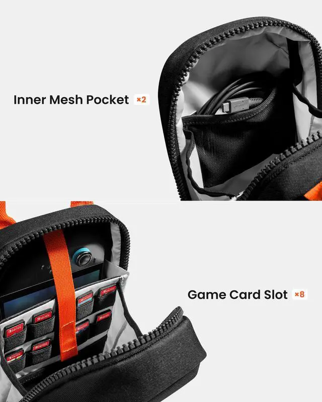 Alt view image 6 of 7 - Sling Crossbody Bag for Nintendo Switch 2, Protective Travel Chest Carrying Gaming Pouch with 8 Game Cartridges Slots