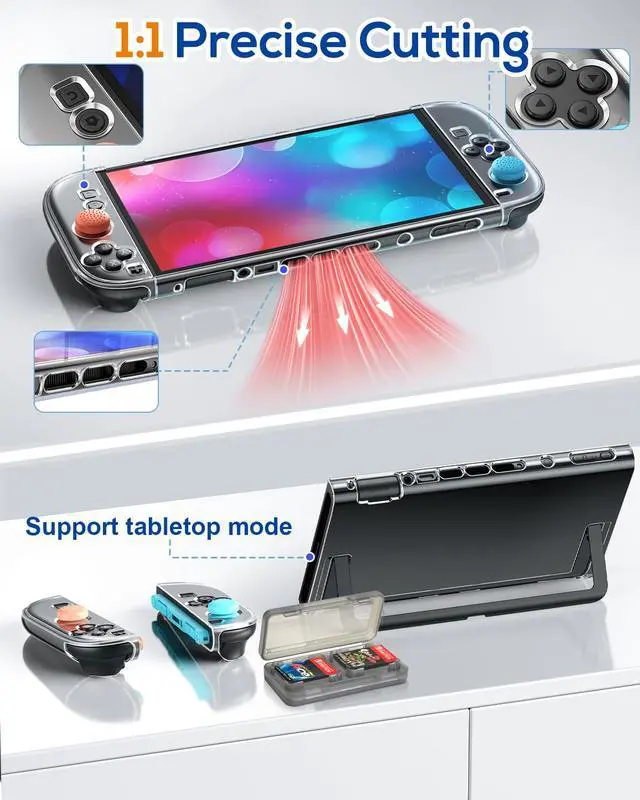 Alt view image 2 of 7 - All in One Accessories Case Bundle for Nintendo Switch 2 2025, Portable Carrying Case & Clear Hard Cover Shell, 2 Screen Protector, 8 Thump Grips, Game Card Slots, for Travel & Storage