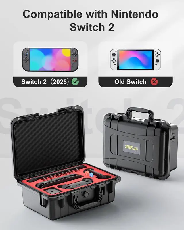 Alt view image 3 of 7 - Hard Carrying Case for Nintendo Switch 2, Professional Deluxe IP67 Waterproof, Soft Lining Hard Travel Case for Nintendo Switch 2 Console Pro Controller & Accessories (Black)