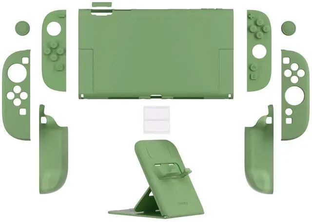 Alt view image 2 of 7 - Hard Case for Nintendo Switch 2 with Extra Stand & Thumb Grip Caps | Split Design, Dockable Protective Full-Body Shell Cover for Nintendo Switch 2 | Solid Color Series, Matcha Green