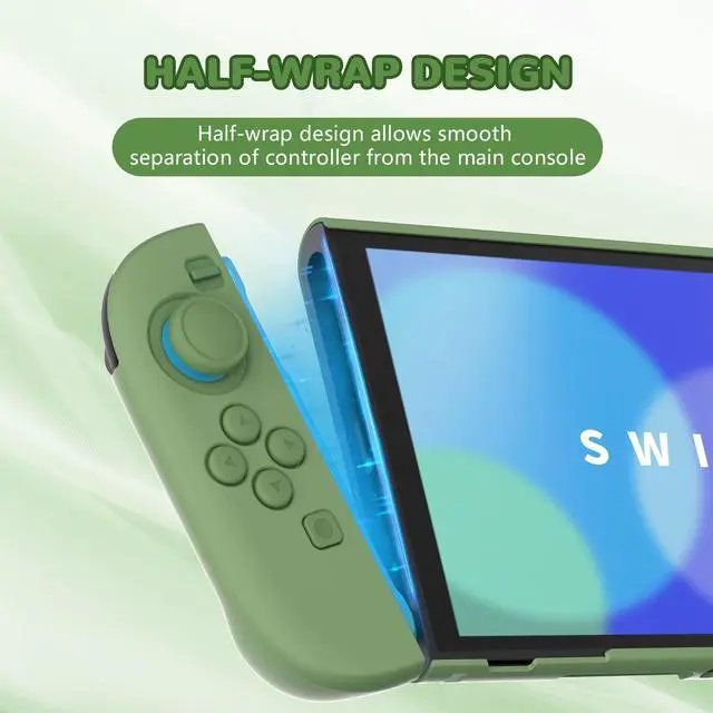 Alt view image 3 of 7 - Hard Case for Nintendo Switch 2 with Extra Stand & Thumb Grip Caps | Split Design, Dockable Protective Full-Body Shell Cover for Nintendo Switch 2 | Solid Color Series, Matcha Green