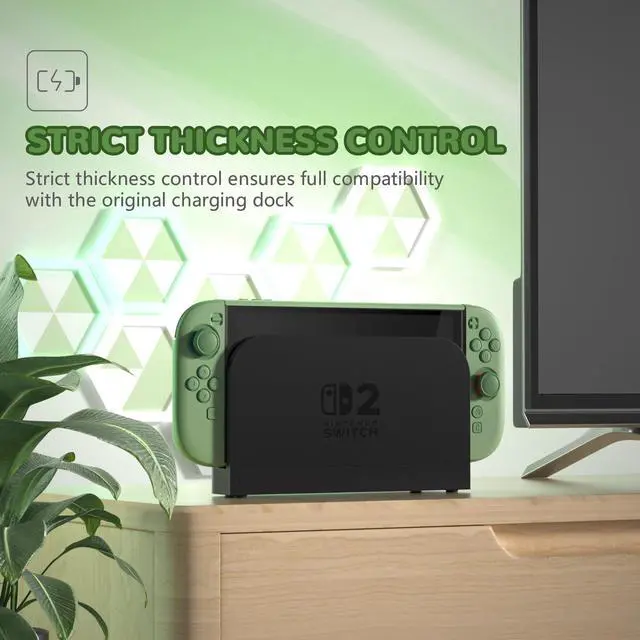 Alt view image 4 of 7 - Hard Case for Nintendo Switch 2 with Extra Stand & Thumb Grip Caps | Split Design, Dockable Protective Full-Body Shell Cover for Nintendo Switch 2 | Solid Color Series, Matcha Green