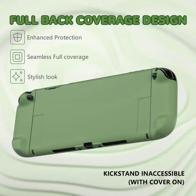 Alt view image 5 of 7 - Hard Case for Nintendo Switch 2 with Extra Stand & Thumb Grip Caps | Split Design, Dockable Protective Full-Body Shell Cover for Nintendo Switch 2 | Solid Color Series, Matcha Green