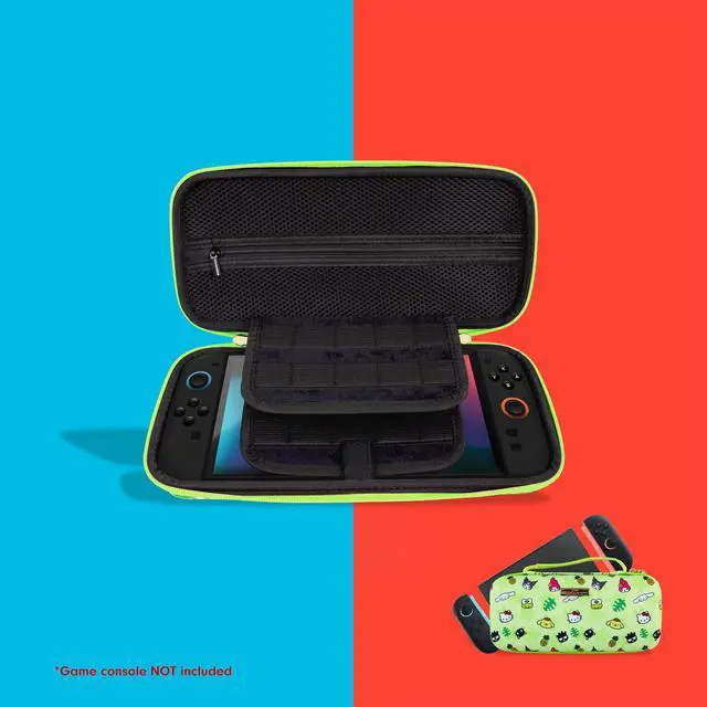 Alt view image 6 of 7 - Carrying Case for Nintendo Switch 2, Switch 1, Lite, OLED, Protective Travel Case with Game Cartridge Storage | Hello Kitty Island Adventure AOP (Green)