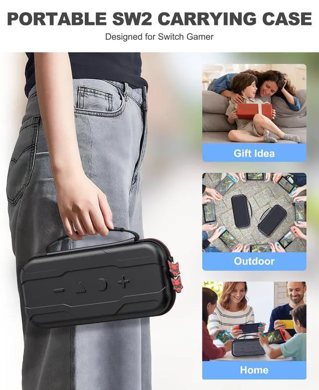 Alt view image 7 of 7 - Switch 2 Carrying Case Compatible with Nintendo Switch 2(2025)/Switch/OLED Console, Protective Hard Portable Travel Carry Case Shell Pouch with Pockets for Switch 2 Accessories and 10 Games