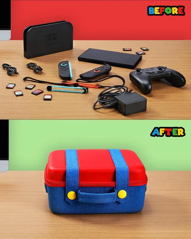 Alt view image 4 of 7 - Switch 2 All in One Carrying Case for Nintendo Switch 2025 Console & Accessories, Portable Large Capacity Carry Storage for Travel, Hard Shell Case for Switch2, Dock, Pro Controller&Joypads