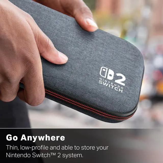 Alt view image 3 of 7 - Slim Case for Nintendo Switch 2 - Dark Heather Grey, Officially Licensed, Protective Case, Holds 10 Game Cards, Padded Screen Protector, Built-in Play Stand