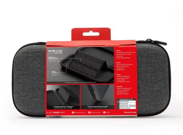 Alt view image 2 of 7 - Slim Case for Nintendo Switch 2 - Dark Heather Grey, Officially Licensed, Protective Case, Holds 10 Game Cards, Padded Screen Protector, Built-in Play Stand