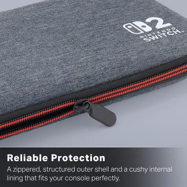 Alt view image 5 of 7 - Slim Case for Nintendo Switch 2 - Dark Heather Grey, Officially Licensed, Protective Case, Holds 10 Game Cards, Padded Screen Protector, Built-in Play Stand